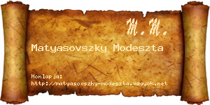 Matyasovszky Modeszta névjegykártya